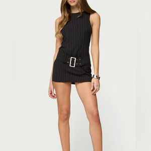 Edikted Sharone Belted Pinstripe Romper
 Small NWT